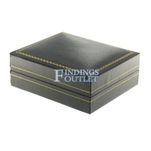 Black Leather Classic Earring Pendant Box Display Jewelry Gift Box Closed