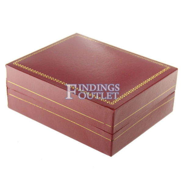 Red Leather Classic Earring Pendant Box Display Jewelry Gift Box Closed