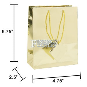 4.75x6.75 Metallic Gold Tote Gift Bags Glossy Paper Shopping Bag With Handle Dimensions