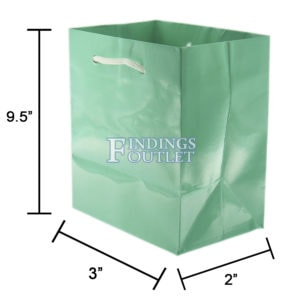 3x3.5 Teal Blue Tote Gift Bags Glossy Paper Shopping Bag With Handle Dimensions