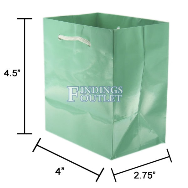 4x4.5 Teal Blue Tote Gift Bags Glossy Paper Shopping Bag With Handle Dimensions