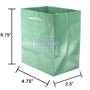 4.75x6.75 Teal Blue Tote Gift Bags Glossy Paper Shopping Bag With Handle Dimensions