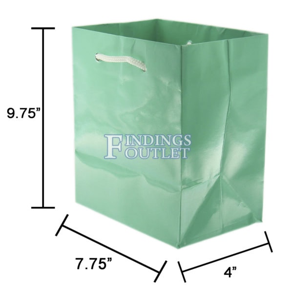 7.75x9.75 Teal Blue Tote Gift Bags Glossy Paper Shopping Bag With Handle Dimensions