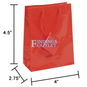 4x4.5 Red Tote Gift Bags Glossy Paper Shopping Bag With Handle Dimensions