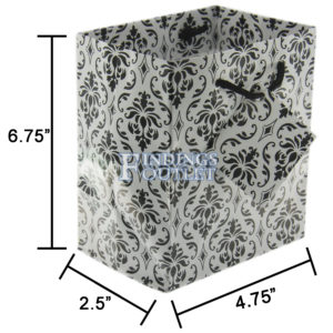 4.75x6.75 Damask Tote Gift Bags Glossy Paper Shopping Bag With Handle Dimensions