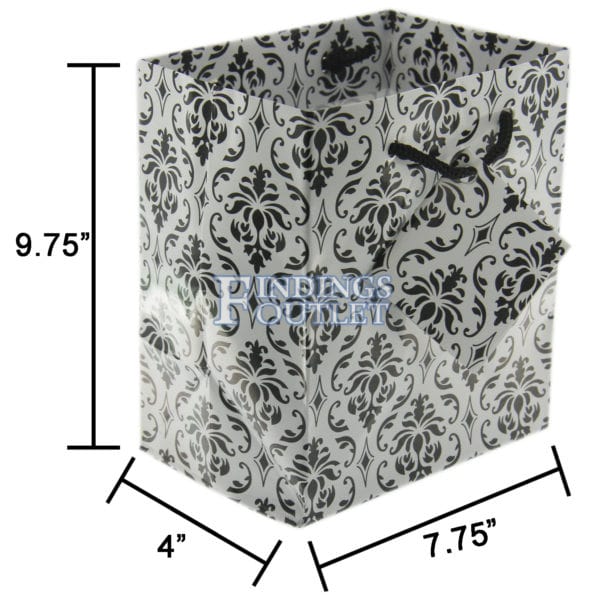 7.75x9.75 Damask Tote Gift Bags Glossy Paper Shopping Bag With Handle Dimensions