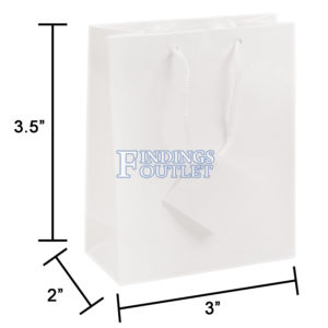 3x3.5 White Tote Gift Bags Glossy Paper Shopping Bag With Handle Dimensions