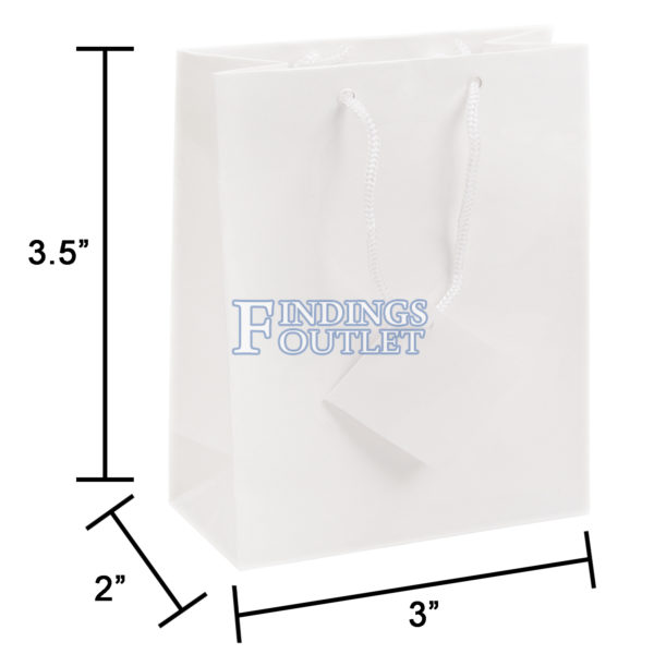 3x3.5 White Tote Gift Bags Glossy Paper Shopping Bag With Handle Dimensions