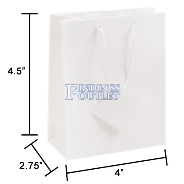 4x4.5 White Tote Gift Bags Glossy Paper Shopping Bag With Handle Dimensions