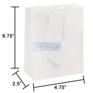 4.75x6.75 White Tote Gift Bags Glossy Paper Shopping Bag With Handle Dimensions