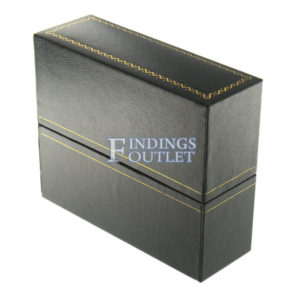 Black Leather Classic Bangle Watch Box Display Jewelry Gift Box Closed