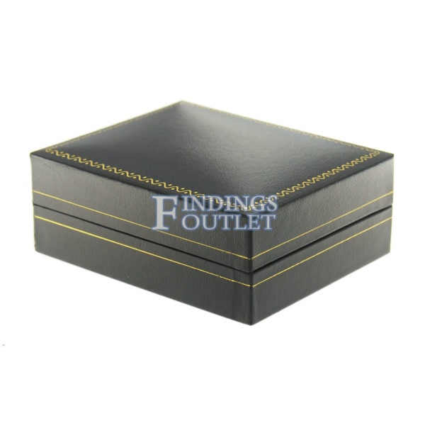 Black Leather Classic Pendant Box Display Jewelry Gift Box Closed