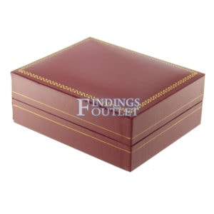 Red Leather Classic Pendant Box Display Jewelry Gift Box Closed