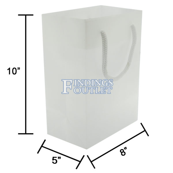 8x10 White Tote Gift Bags Frosted Paper Shopping Bag With Handle Dimensions