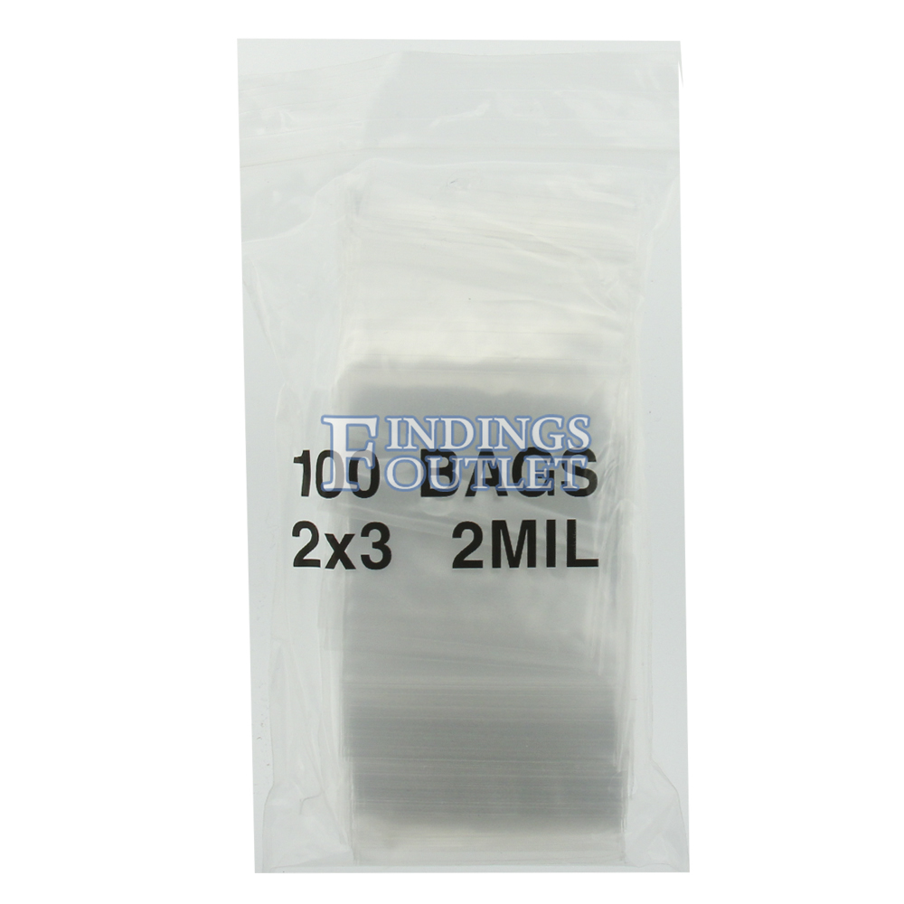 2 Mil 2 x 3 Clear with White Block Resealable Poly Bags, Pack of 100