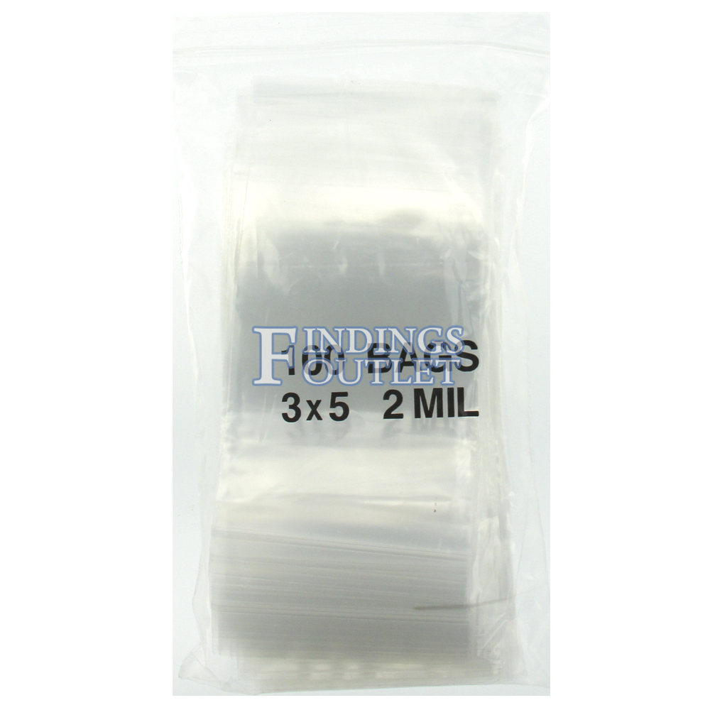 3x5 Plastic Resealable Bags Clear Zip Lock 2 Mil Pack of 100