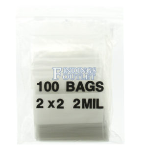2x2 Plastic Resealable Bags Clear Zip Lock 2 Mil w/ Writing Block Pack of 100