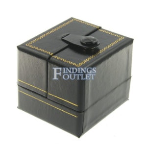 Black Leather Double Door Ring Box Display Jewelry Gift Box Closed