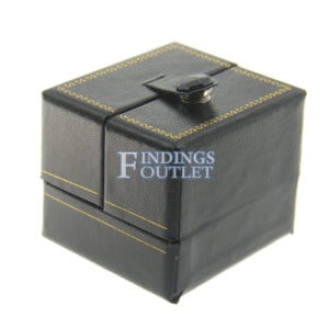 Black Leather Double Door Earring Box Display Jewelry Gift Box Closed