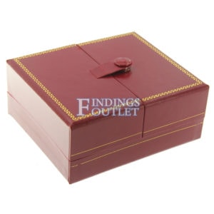 Red Leather Double Door Large Earring Box Display Jewelry Gift Box Closed