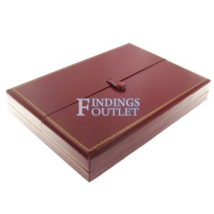 Red Leather Double Door Combination Box Display Jewelry Gift Box Closed