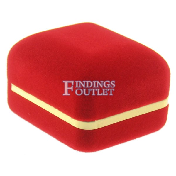 Red Velvet Gold Trim Ring Box Display Jewelry Gift Box Closed