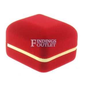 Red Velvet Gold Trim Earring Box Display Jewelry Gift Box Closed