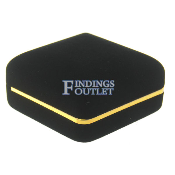 Black Velvet Gold Trim Pendant Box Display Jewelry Gift Box Closed