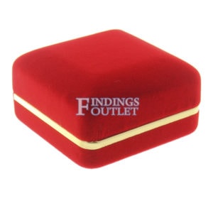 Red Velvet Gold Trim Pendant Box Display Jewelry Gift Box Closed