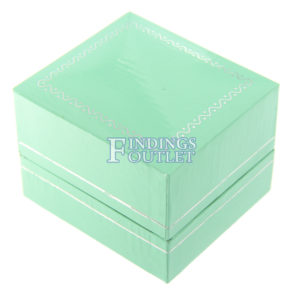 Teal Blue Leather Ring Box Display Jewelry Gift Box Closed