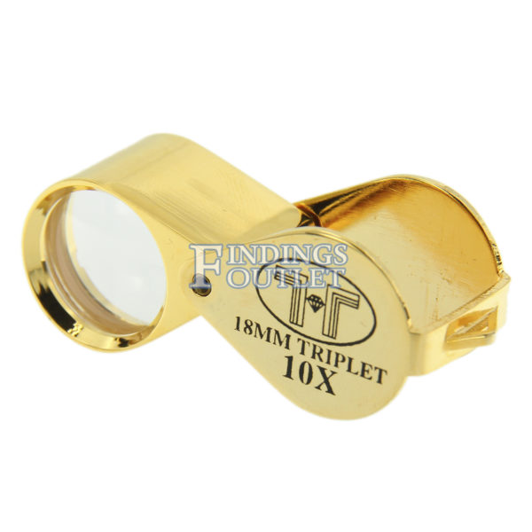 Gold Tone 18mm Triplet 10x Eye Loupe Angle