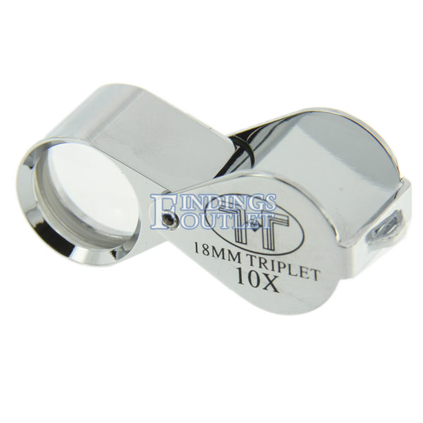 Silver Tone 18mm Triplet 10x Eye Loupe Angle