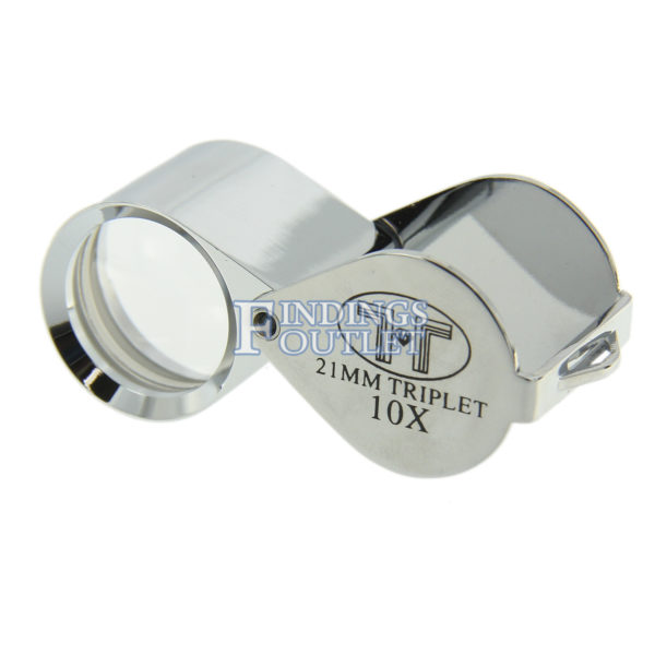 Silver Tone 21mm Triplet 10x Eye Loupe Angle