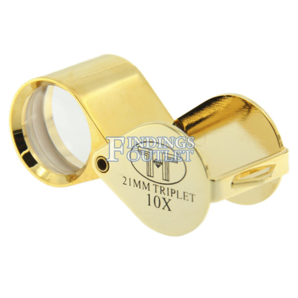 Gold Tone 21mm Triplet 10x Eye Loupe Angle