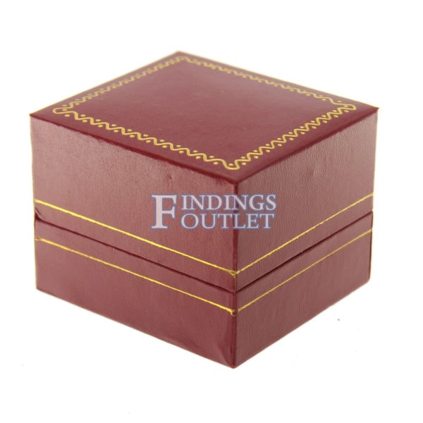 Red Leather Classic Ring Box Display Jewelry Gift Box Closed