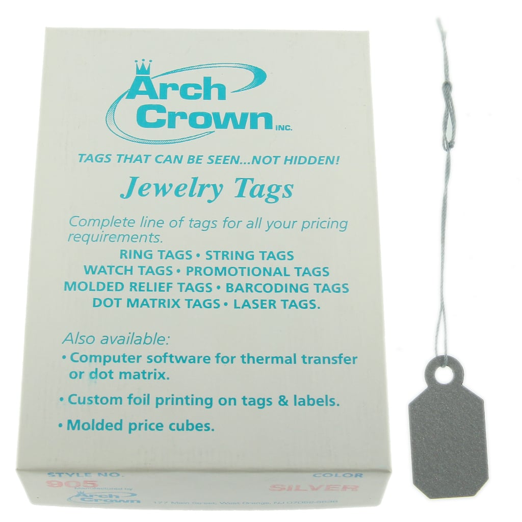 Arch Crown Square Silver Long String Jewelry Price Tags - Findings Outlet