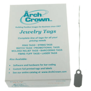 Arch Crown String Tags - 22mm x 11mm Gold Pkg of 250 | Esslinger