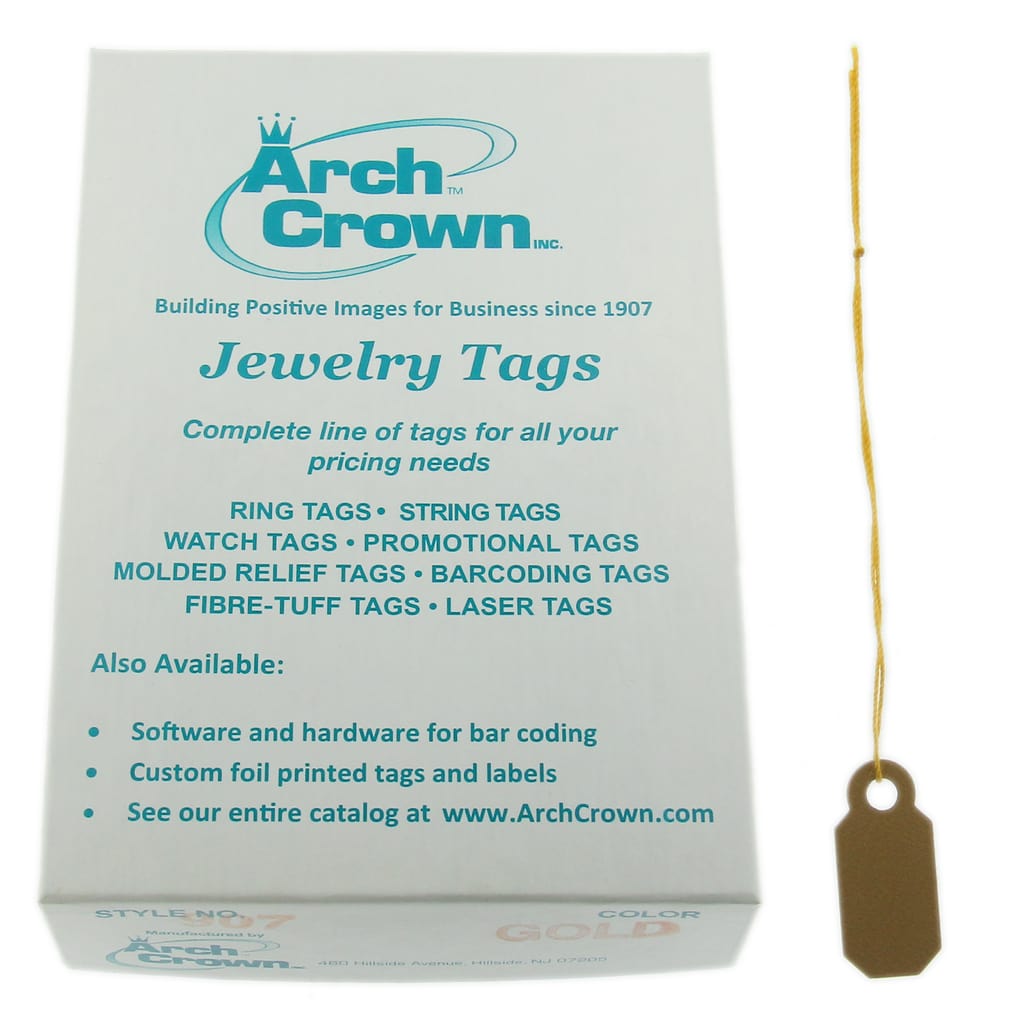 Arch Crown Square Gold Standard String Jewelry Price Tags - Findings Outlet