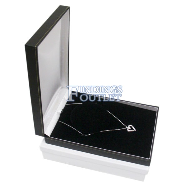 Black Leather Classic Chain Necklace Box Display Jewelry Gift Box Outer