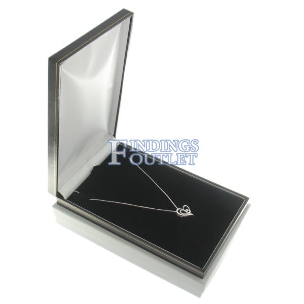 Black Leather Classic Medium Necklace Box Display Jewelry Gift Box Outer
