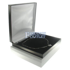 Black Leather Classic Large Necklace Box Display Jewelry Gift Box Outer