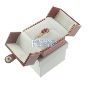 Red Leather Double Door Ring Box Display Jewelry Gift Box Outer