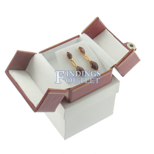 Red Leather Double Door Earring Box Display Jewelry Gift Box Outer