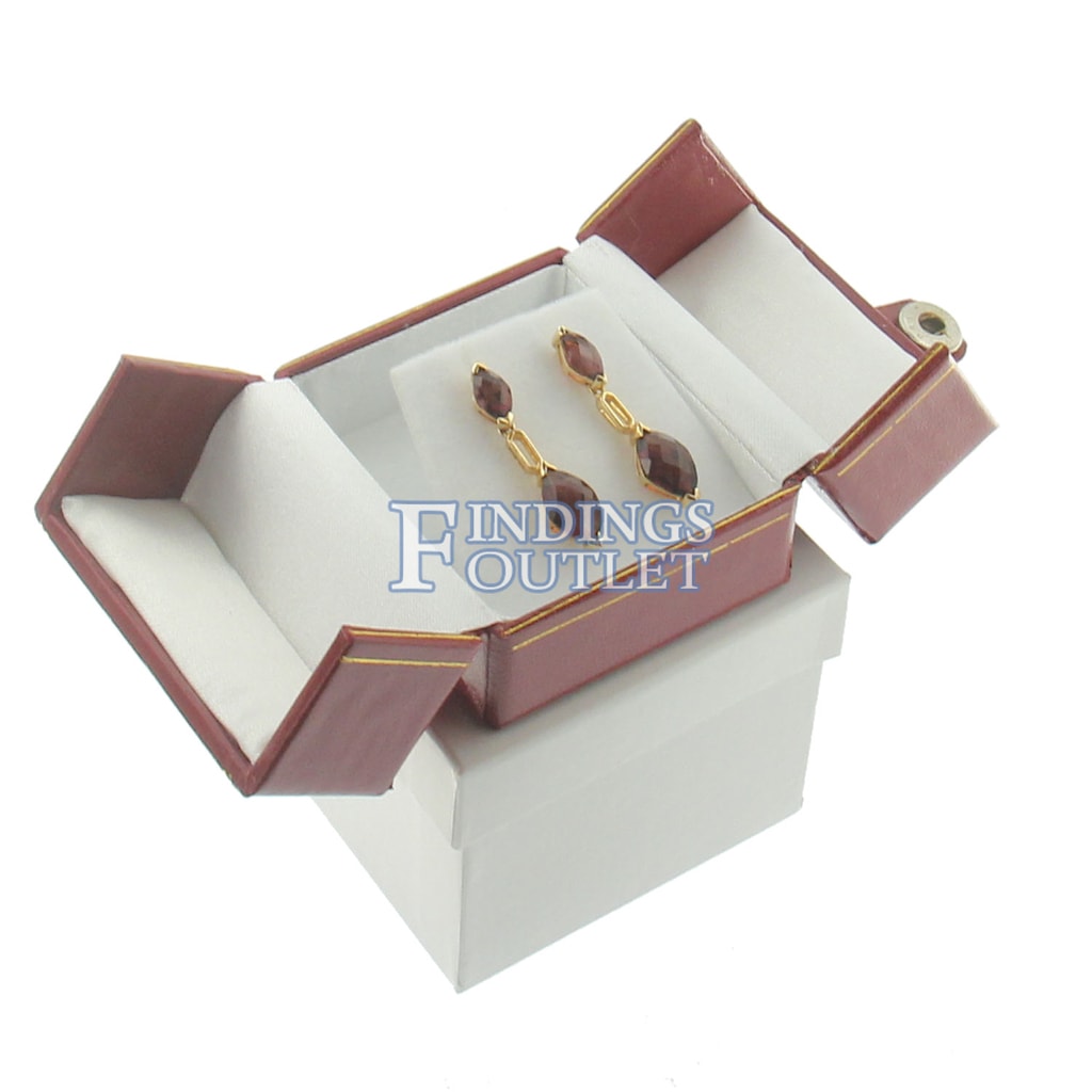 Jewellers Wholesale Red Leatherette Earring Boxes Jewellery Display Gift Box
