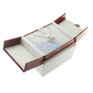 Red Leather Double Door Pendant Box Display Jewelry Gift Box Outer
