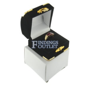 Black Velvet Treasure Chest Ring Box Display Jewelry Gift Box Outer