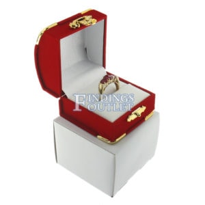 Red Velvet Treasure Chest Ring Box Display Jewelry Gift Box Outer