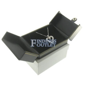 Black Leather Double Door Pendant Box Display Jewelry Gift Box Outer