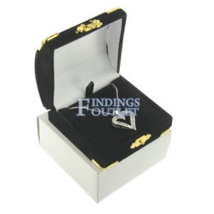 Black Velvet Treasure Chest Pendant Box Display Jewelry Gift Box Outer