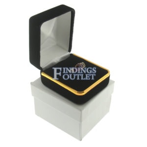 Black Velvet Gold Trim Ring Box Display Jewelry Gift Box Outer